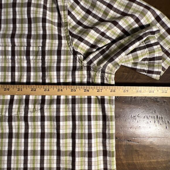 Carhartt Men Size 3XLT Shirt Button Down Top Brown Checkered Plaid Short Sleeve - Picture 4 of 5